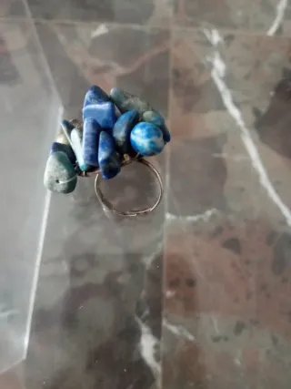 Anillo adaptable piedras azules y verdes