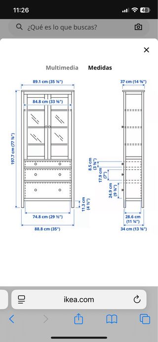 Armario aparador Ikea madera y cristal