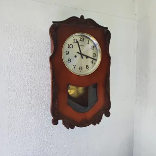 Reloj de Pared Antiguo Madera y Cristal