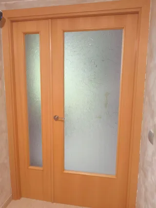 Puerta doble comedor cristal.