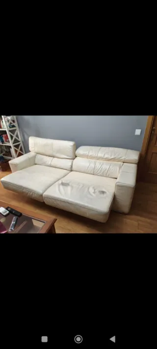 Sofá de piel extensible 4 plazas beige