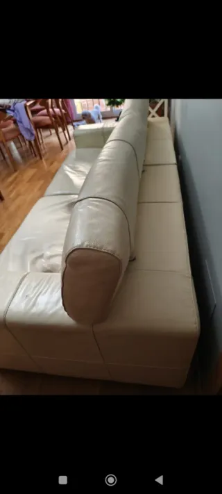Sofá de piel extensible 4 plazas beige