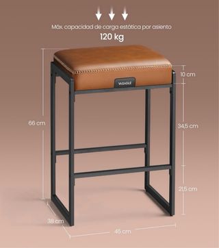 Par de taburetes de cuero marrón