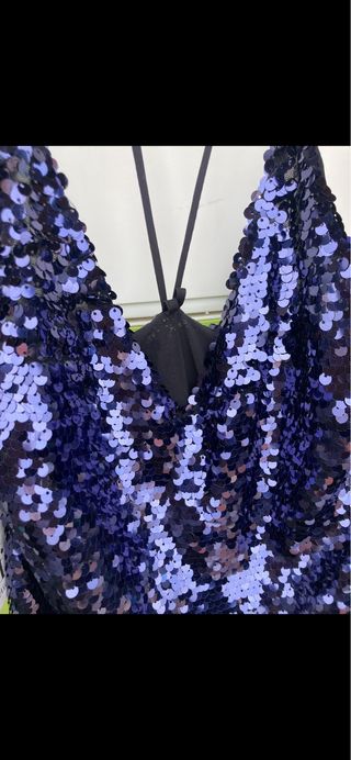 Top lentejuelas Zara morado/plateado XS