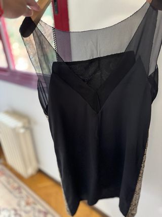 Vestido Zara Negro y Dorado