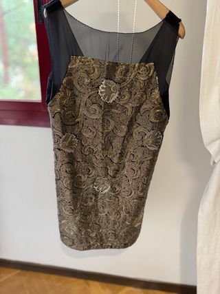 Vestido Zara Negro y Dorado