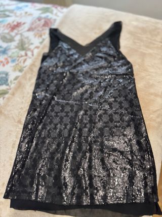 Vestido Zara lentejuelas negro/plata
