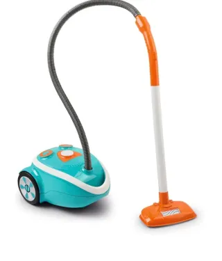 Aspiradora de juguete azul y naranja