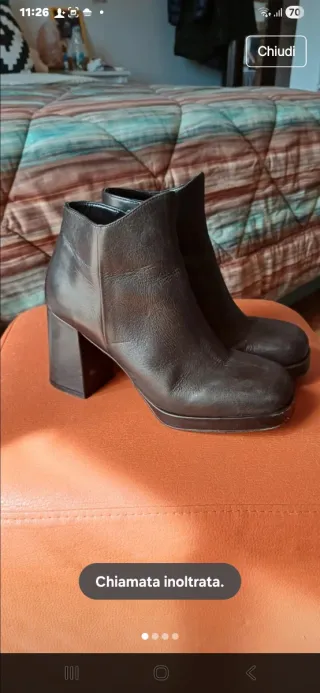 Stivaletti pelle nera punta squadrata tacco largo