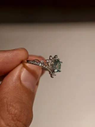 Anillo Princesa Moissanita Verde Plata