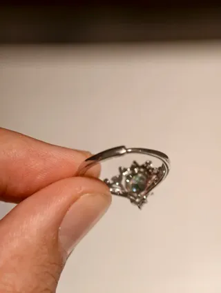 Anillo Princesa Moissanita Verde Plata