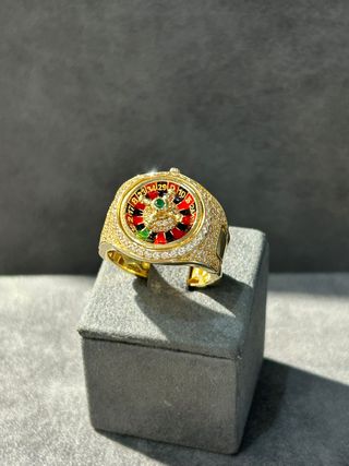 Anillo Sello Ruleta Casino Oro