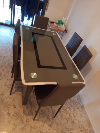 Mesa Cristal + 6 Sillas