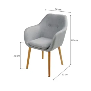 Silla tapizada gris claro Maisons du Monde