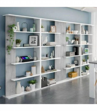 Estantería 5 Baldas. Blanco Artik/Cemento