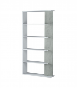 Estantería 5 Baldas. Blanco Artik/Cemento