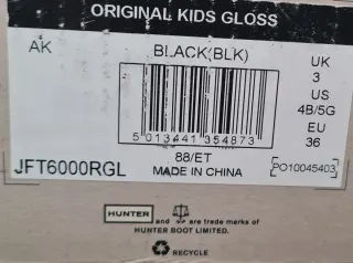 Botas de lluvia Hunter negras, talla 36.