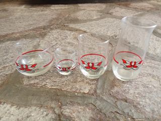 Set bicchieri con fiocco rosso, nuovi