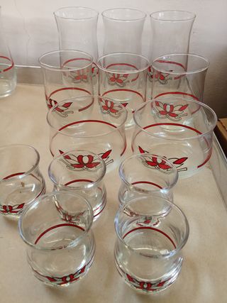 Set bicchieri con fiocco rosso, nuovi