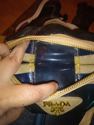 Borsa da toilette Prada Milano Verde e Oro