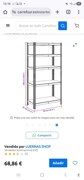 Estantería Metálica 5 Niveles 175kg