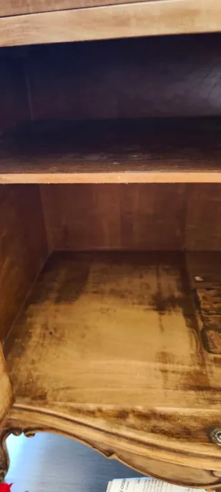 Mesita de noche antigua madera siglo XVIII