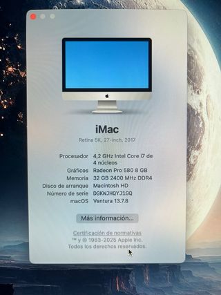 iMac Retina 5K 27” 2017 i7 4,2GHz 32GB 1TB SSD
