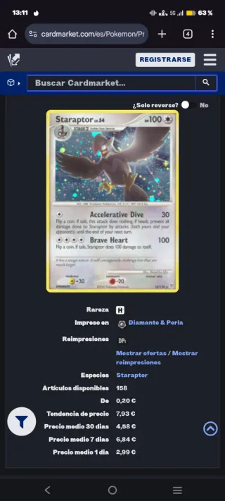 Carta Pokémon Staraptor LV.54