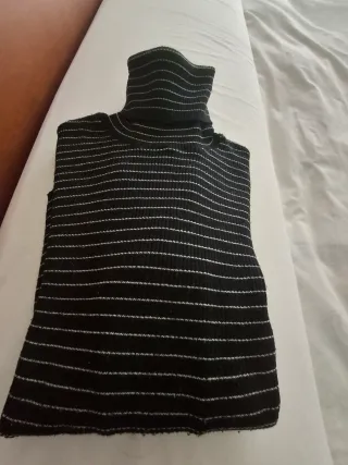 Jersey cuello doble rayas blancas elástico