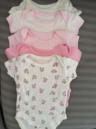 Lote 5 Bodies Manga Curta Bebé Menina 1 mês
