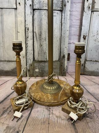 3 Lámparas Vintage bronce y ónix