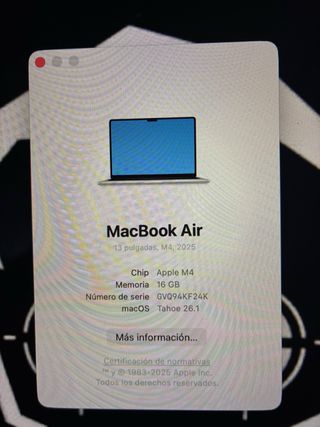 MacBook Air M4 13 2025 16GB, 256 DD