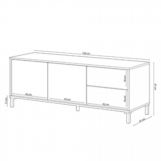 Mesa Tv 130 Cm 2 Puertas 2 Cajones. Blanco Artik/