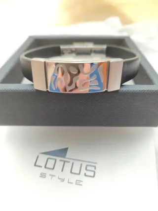 Pulsera Lotus Hombre Acero y Cuero