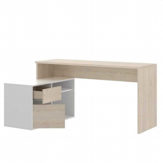 Escritorio Rox 1 Cajón 1 Puerta. Nature y Blanco