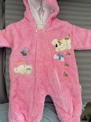 Casaco de inverno infantil rosa 0-3 meses