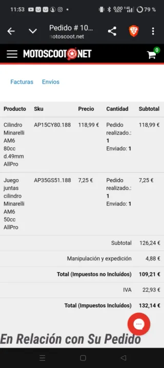 Cilindro Minarelli 80cc + carburador 28 VOCA