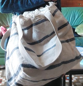 Bolso de tela artesano marfil sin uso