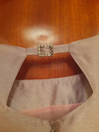 Vestido fiesta rosa talla 46.Corte recto.