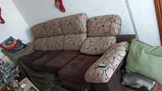 Sofá modular beige y marrón