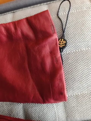 Guantes de piel color rojo/granate