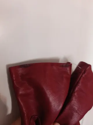 Guantes de piel color rojo/granate