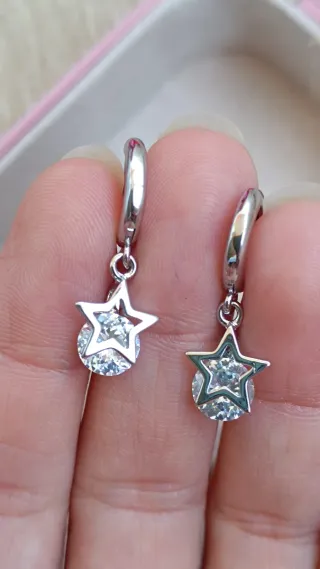 Pendientes Plata Aro Estrella Circonita