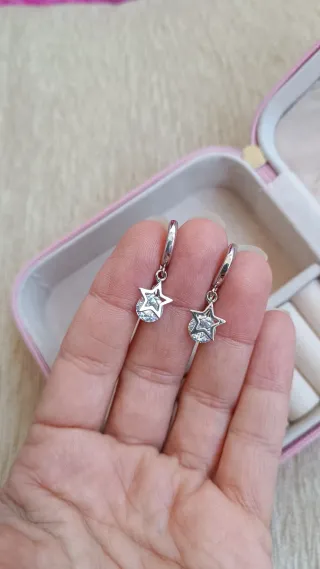 Pendientes Plata Aro Estrella Circonita