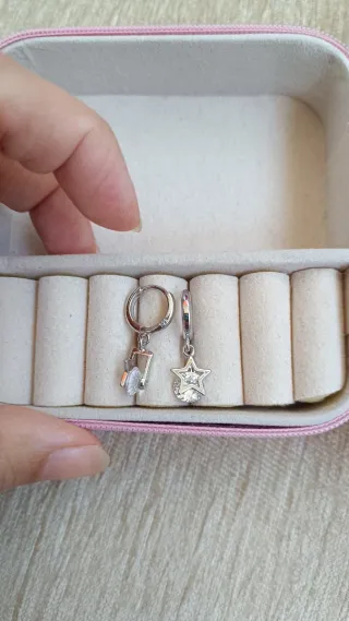 Pendientes Plata Aro Estrella Circonita