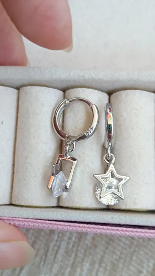 Pendientes Plata Aro Estrella Circonita