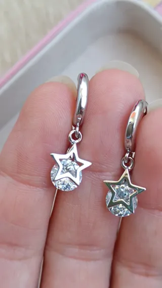 Pendientes Plata Aro Estrella Circonita