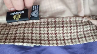 Falda vintage lana cuadros beige/marrón.