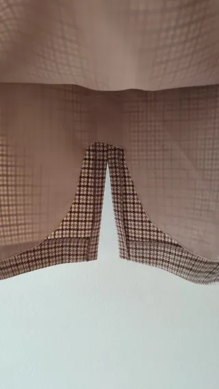 Falda vintage lana cuadros beige/marrón.