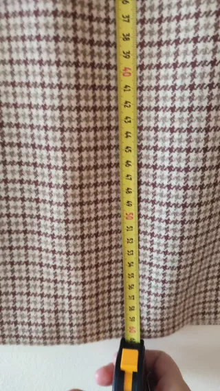 Falda vintage lana cuadros beige/marrón.